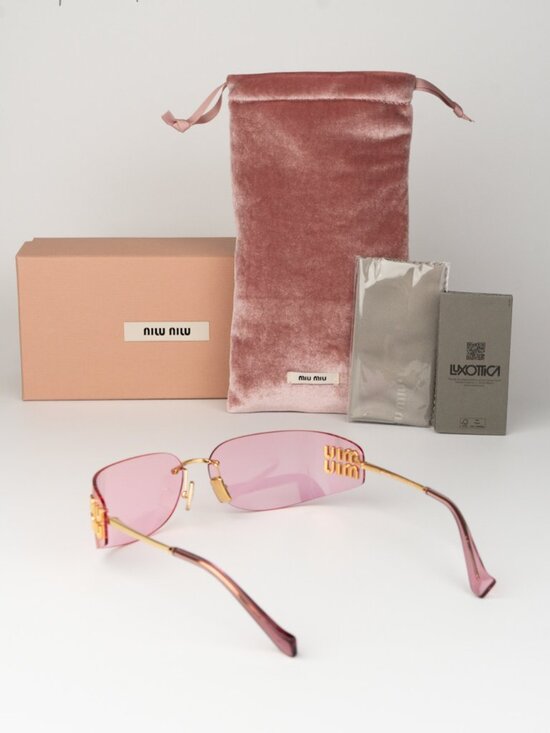 Miu Miu Women Sunglasses Gold Pink Mirror Rectangle MUA51S 5AK90Y NEW AUTHENTIC main image 5